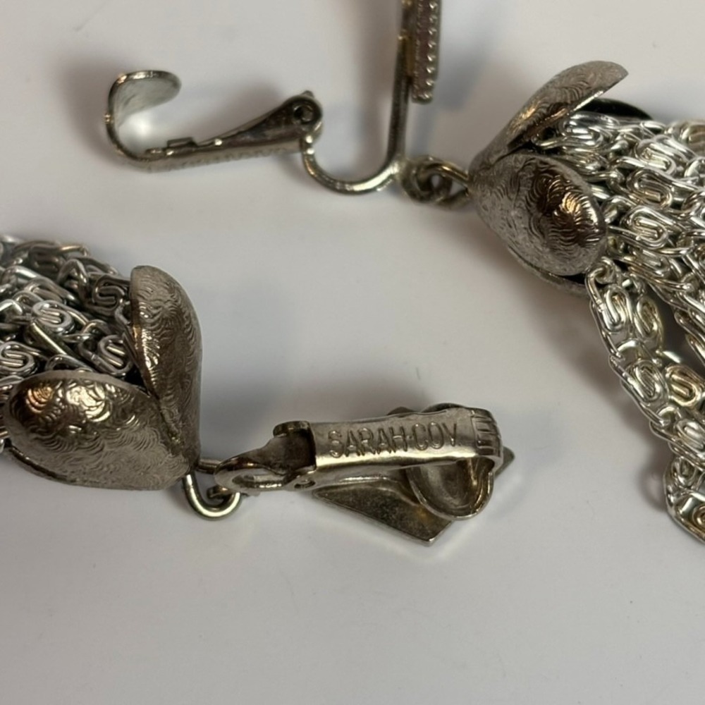 Vintage Earring Lot Coro Sarah Coventry Dramatic Flame Shape and Chain Design - Picture 7 of 9